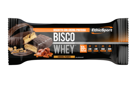BISCO WHEY - HIGH PROTEIN BAR - CARAMEL & PEANUTS - BOX OF 18 PCS